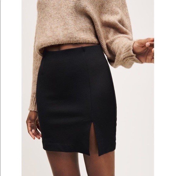 JUPE mini pdr skirt with slit - Picture 3 of 5